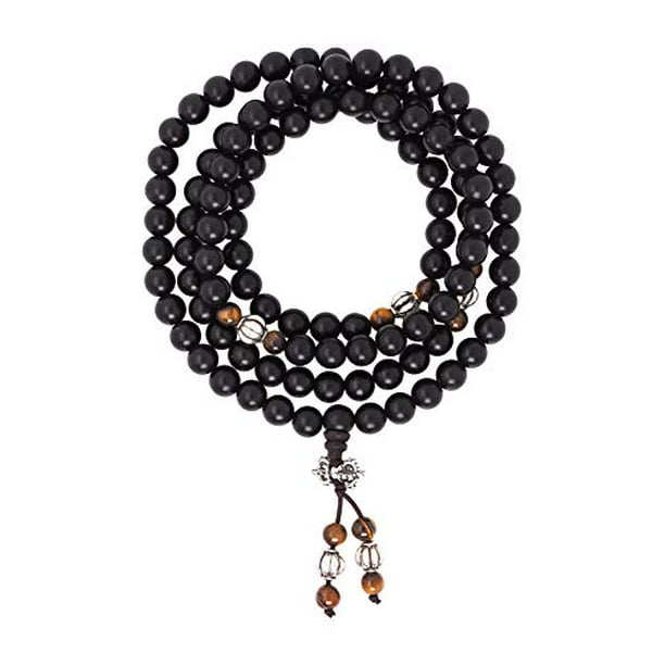 Elastic 6mm Simulated Blue Stripe Agate Prayer Beads Meditation Mala Wrap Bracelet with Removable Charms Elastic 6mm Simulated Blue Stripe Agate Prayer Beads Meditation Mala Wrap Bracelet with Removable Charms